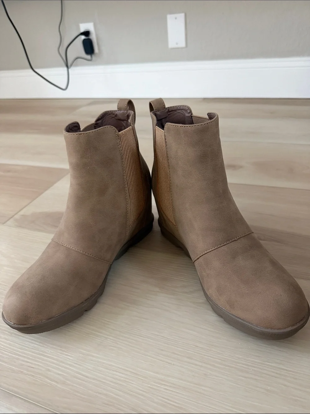 Forever 21 Taupe Chelsea Wedge Ankle Boots